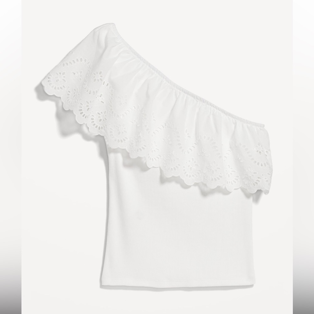 Old Navy Eyelet One-Shoulder Paneled Rib-Knit Top - Picture 5 of 8